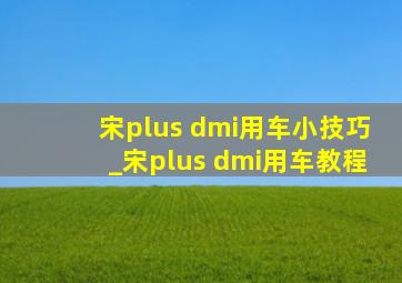 宋plus dmi用车小技巧_宋plus dmi用车教程